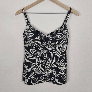 Caribbean Joe Floral Tankini Swim Top Women's 12 Pre-Owned